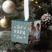 Best Papa Ever Photo Cube Ornament