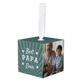 Best Papa Ever Photo Cube Ornament (Voorkant hoekig)