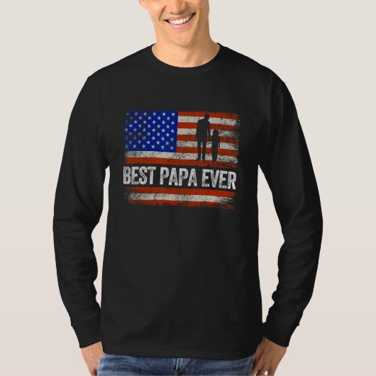 Best Papa Ever US American Flag  Fathers Day Dad T-shirt (Voorkant)