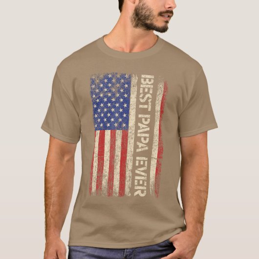 Best Papa Ever US American Flag Gifts For Fathers  T-shirt (Voorkant)