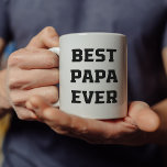 Best Papa Ever | Vette moderne tekst en foto's Koffiemok<br><div class="desc">Deze moderne zwarte en witte mok voor Vaderdag zegt "Best Papa Ever" in gewaagde,  masculine zwarte typografie,  en biedt ook uw favoriete persoonlijke foto. Het perfecte cadeau voor je opa of opa!</div>