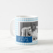 Best papa Gingham Persoonlijke Foto Koffiemok (Voorkant links)