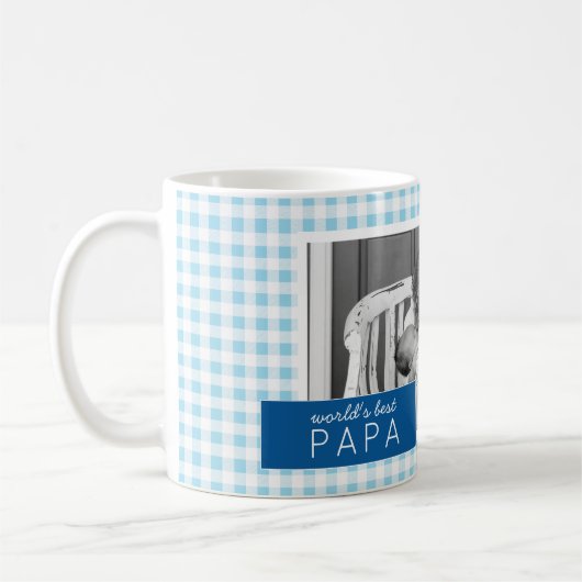 Best papa Gingham Persoonlijke Foto Koffiemok (Links)