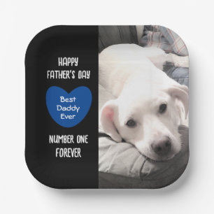Best papa ooit foto van Puppy Dog Blue Heart 1 Papieren Bordje