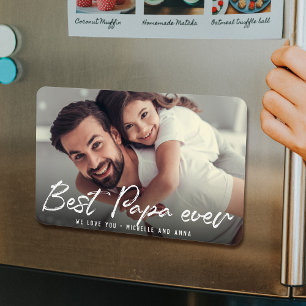 BEST PAPA OOIT Modern Trendy Script Foto Magneet