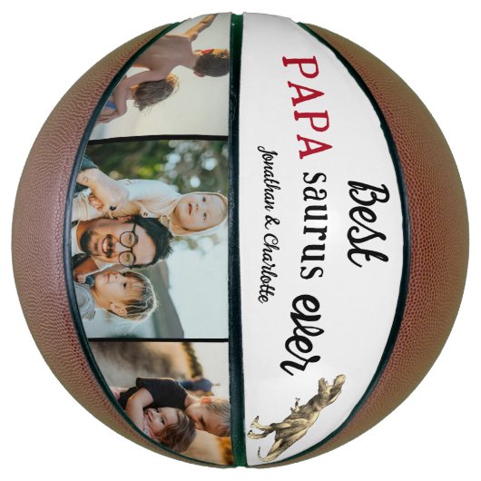 Best Papa Saurus Ever Photo Collage Basketbal (Verticaal)