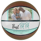 Best Papa Turquoise Modern Typography Family Foto Basketbal (Voorkant)