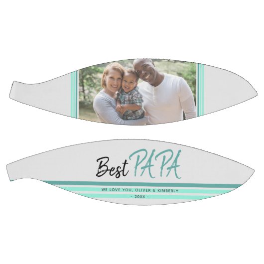 Best Papa Turquoise Modern Typography Family Foto Basketbal (Panelen)