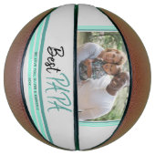 Best Papa Turquoise Modern Typography Family Foto Basketbal (Verticaal)