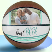 Best Papa Turquoise Modern Typography Family Foto Basketbal