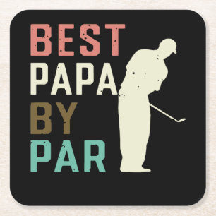Best Papa van Par Golf Gift voor pa Vaderdag Kartonnen Onderzetters