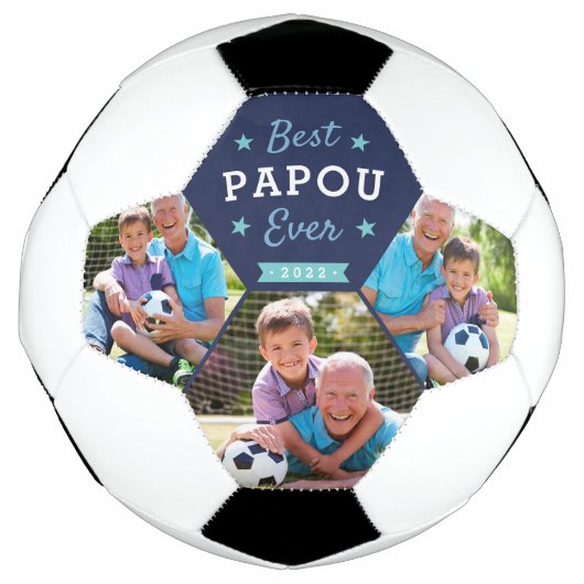 Best Papou Ever | Aangepaste foto op opa Voetbal (Voorkant)