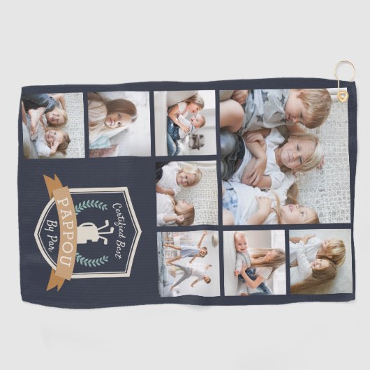 Best Pappou op Par | Fotocollage Golfhanddoek (Horizontaal)