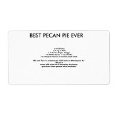Best Pecan Pie recept EVER Etiket (Voorkant)