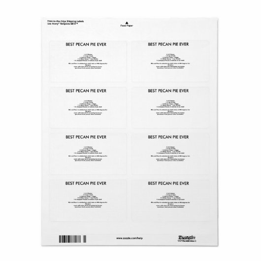 Best Pecan Pie recept EVER Etiket (Full Sheet)