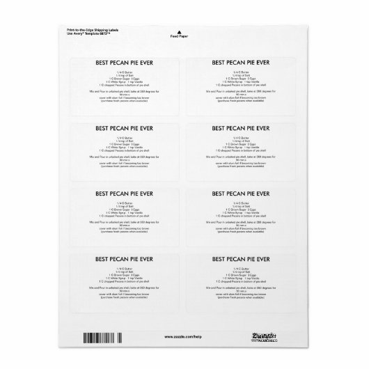 Best Pecan Pie recept EVER Etiket (Full Sheet)