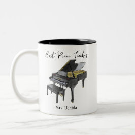 Best Piano Teacher Custom Name Grand Piano gift Tweekleurige Koffiemok