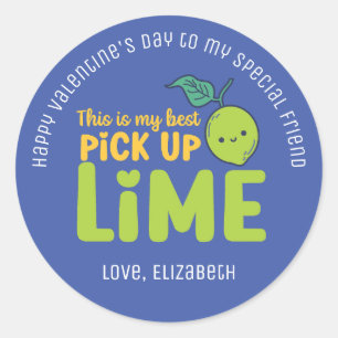 Best Pickup Limoen Funny Pun Cute Valentijnsdag Ronde Sticker