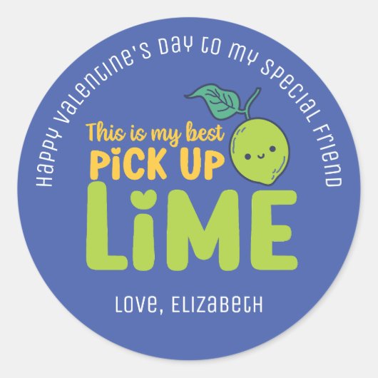 Best Pickup Limoen Funny Pun Cute Valentijnsdag Ronde Sticker (Voorkant)
