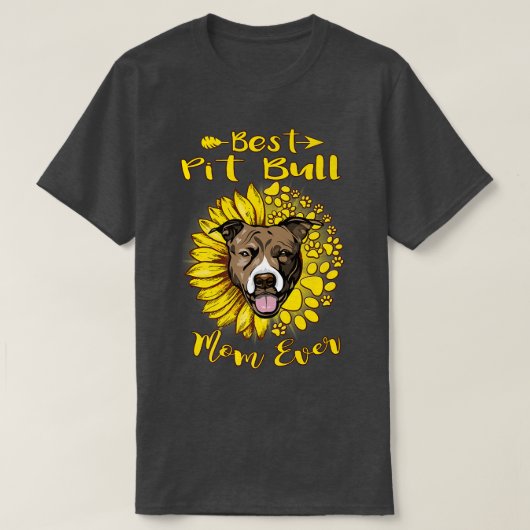 Best Pit Bull Dog Ma Ever Sunflower Funny Paw Dog T-shirt (Design voorkant)