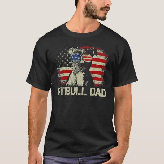 Best Pitbull Dad Ever American Flag 4th Of July Gi T-shirt (Voorkant)
