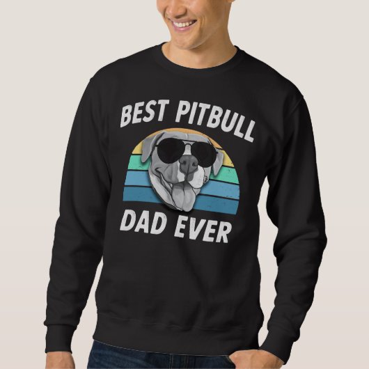 Best Pitbull Pap Funny Pit Bull Retro Vader Trui (Voorkant)
