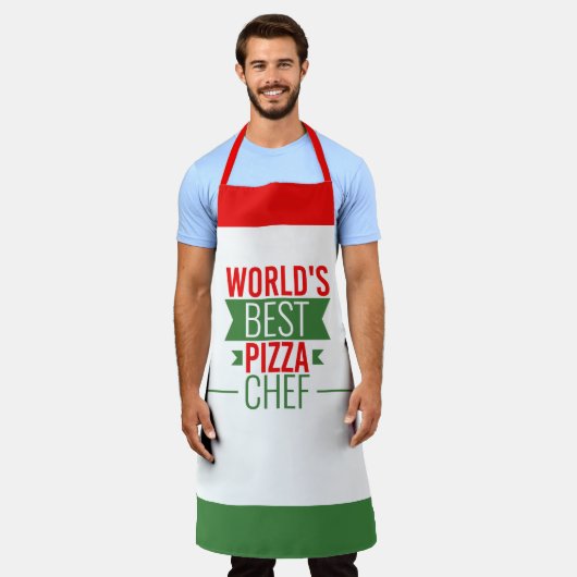 Best Pizza Chef ter wereld - rood wit groen Schort (Gedragen)