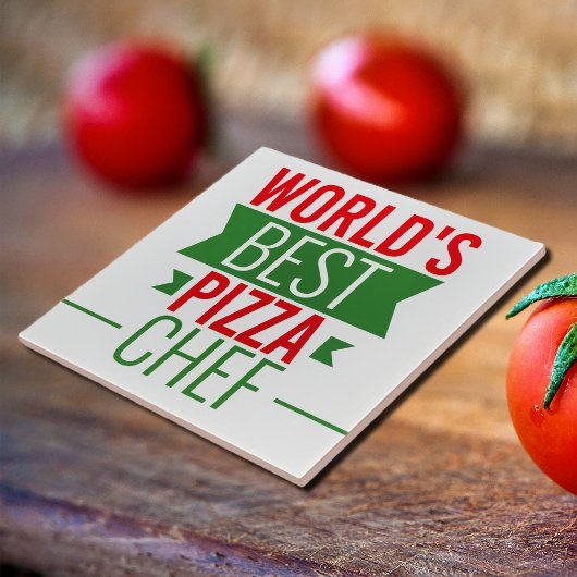 Best Pizza Chef ter wereld - rood wit groen Tegeltje