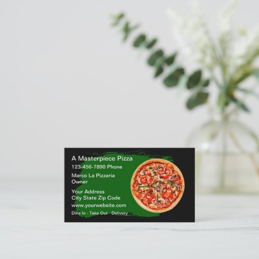Best Pizza Shop Business Cards Visitekaartje (Staand voorkant)