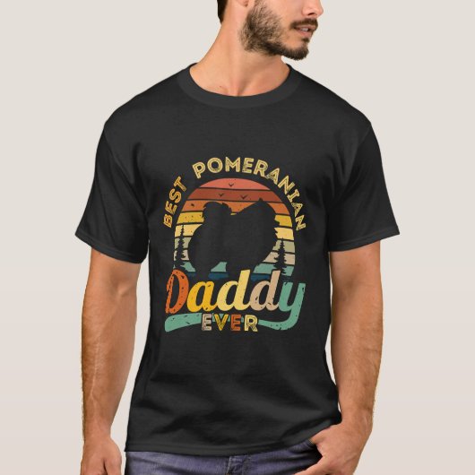 Best Pommeren Papa Ever Retro T-shirt (Voorkant)