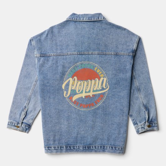 Best Poppa Ever  Retro Funny Dad Papa Gran Denim Jacket (Achterkant)