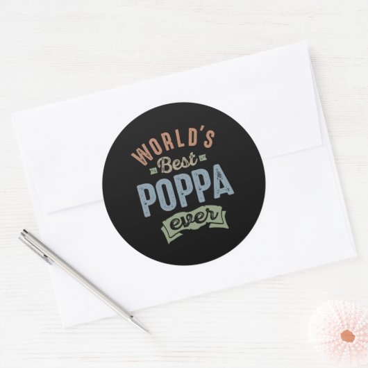 Best Poppa Ronde Sticker (Envelop)