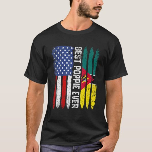 Best Poppie Ever Us Mozambique Flag Father's Day T-shirt (Voorkant)