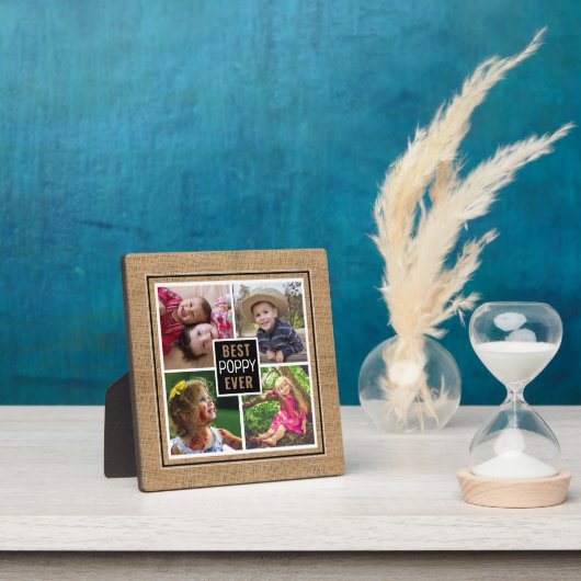 Best Poppy Ever Grandpa 4 Photo Collage Burlap Fotoplaat (Insitu)