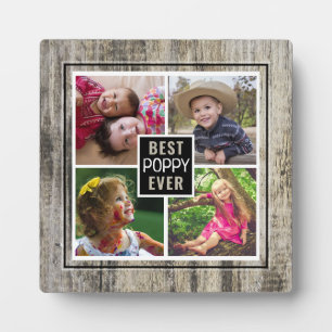 Best Poppy Ever Grandpa 4 Photo Collage Rustic Fotoplaat
