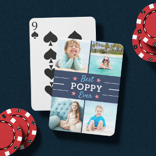 Best Poppy Ever Grootvader Kinder fotocollage Pokerkaarten