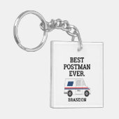 Best Postman Ever Personal Mailman Truck Sleutelhanger (Voorkant Links)