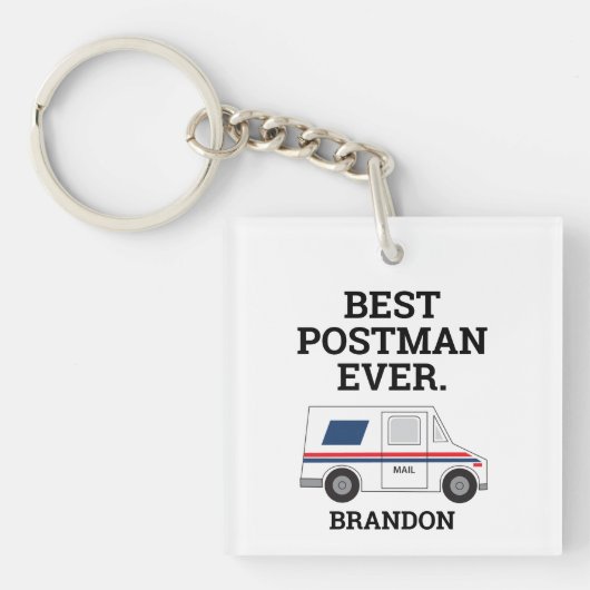 Best Postman Ever Personal Mailman Truck Sleutelhanger (Voorkant)