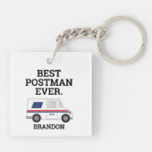 Best Postman Ever Personal Mailman Truck Sleutelhanger (Achterkant)