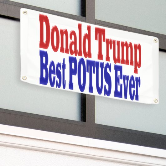 Best POTUS Ever Donald Trump red blue Spandoek (Buitenkant Gebouw)