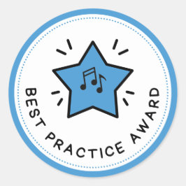 Best Practice Award Muzieknoten Blue Teacher Ronde Sticker