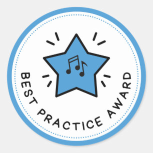 Best Practice Award Muzieknoten Blue Teacher Ronde Sticker
