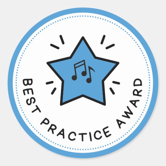 Best Practice Award Muzieknoten Blue Teacher Ronde Sticker (Voorkant)