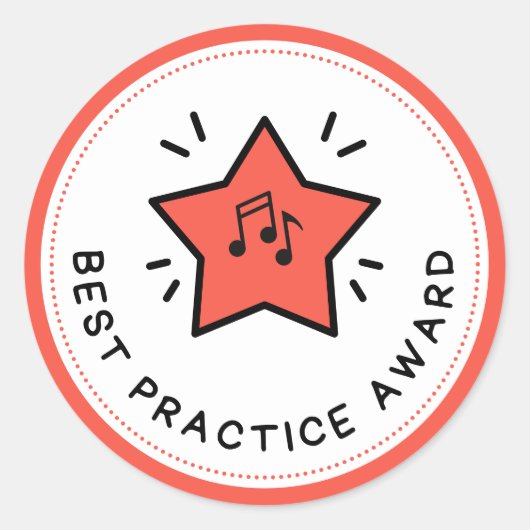 Best Practice Award Muzieknoten Red Teacher Ronde Sticker (Voorkant)