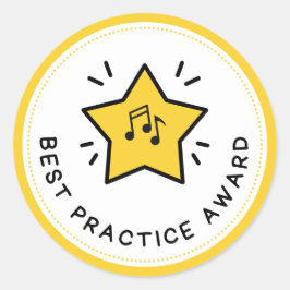Best Practice Award Muzieknoten Yellow Teacher Ronde Sticker