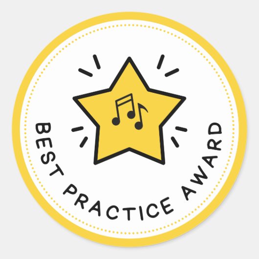 Best Practice Award Muzieknoten Yellow Teacher Ronde Sticker (Voorkant)