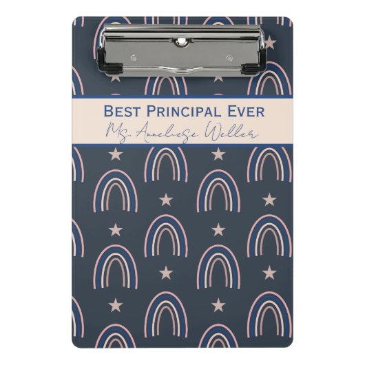 Best Principal Ever Personalized Boho Rainbow Mini Klembord (Voorkant)