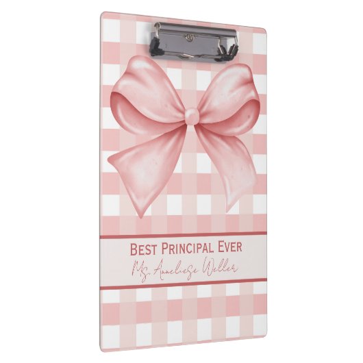 Best Principal Ever Personalized Gingham Bow Klembord (Rechts)