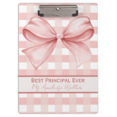 Best Principal Ever Personalized Gingham Bow Klembord (Voorkant)