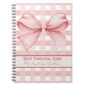 Best Principal Ever Personalized Gingham Bow Notitieboek (Voorkant)